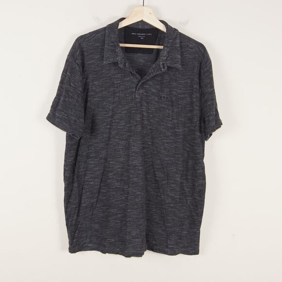 John Varvatos Gray Heathered Star Detail Short Sleeve Cotton Polo Mens Sz XXL - Picture 1 of 7